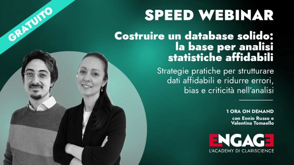 Speed webinar Clariscience gratuito: come costruire un database affidabile per analisi statistiche solide
