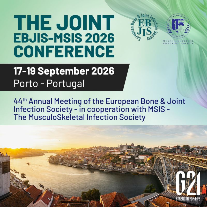 G21 partecipa a EBJIS–MSIS 2026: appuntamento a Porto per l'innovazione nelle infezioni muscoloscheletriche