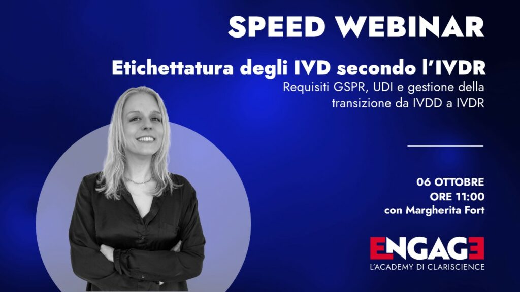 Speed Webinar gratuito Clariscience: Etichettatura IVD secondo IVDR, GSPR e UDI