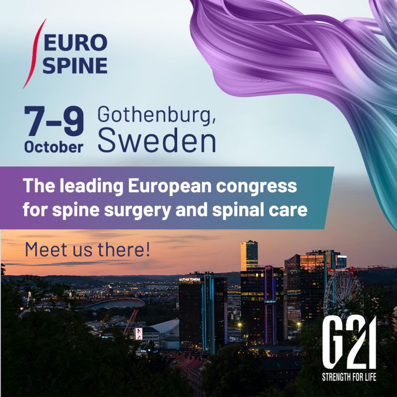 G21 a EUROSPINE 2026: soluzioni per le procedure vertebrali a Göteborg