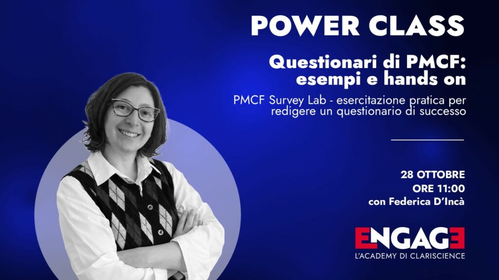 Clariscience: “Questionari di PMCF: esempi e hands on – PMCF Survey Lab: esercitazione pratica per redigere un questionario di successo”