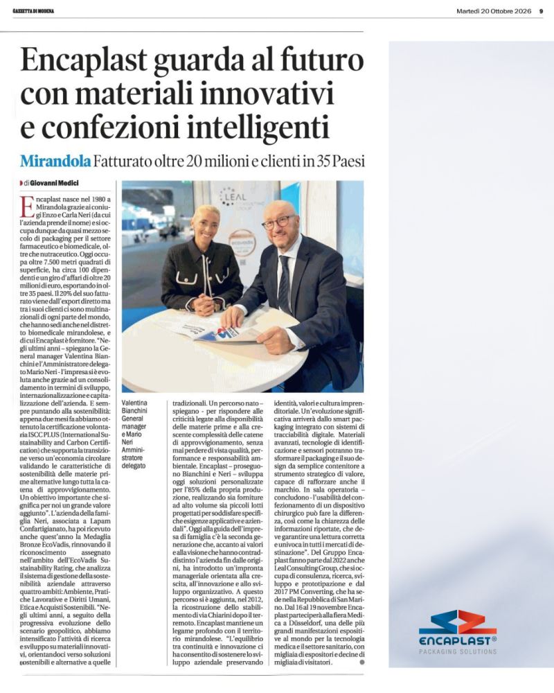 ENCAPLAST: il packaging medicale cresce insieme al Distretto Biomedicale Mirandolese